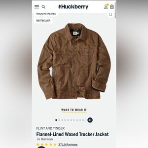 Huckberry flannel-lined wax trucker jacket in Havana color